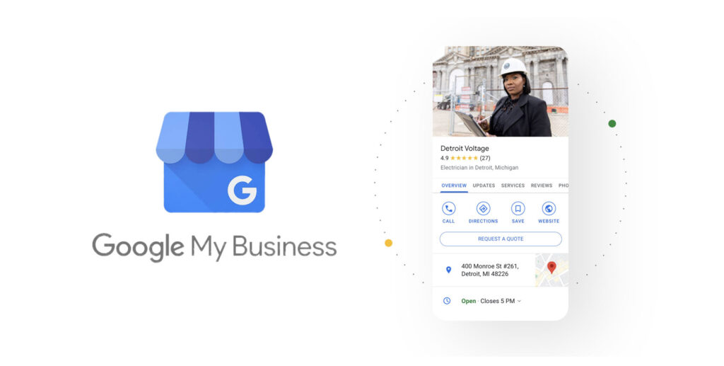 Sioux Falls storefront on Main Avenue with Google Business Profile setup guide overlay